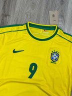 CAMISA RETRÔ BR 1998 RONALDO 9 - AMARELA