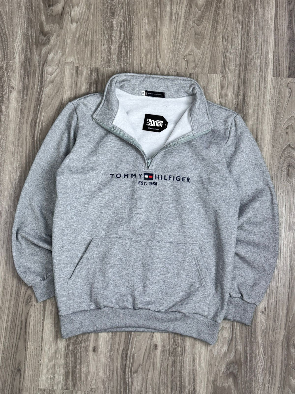 MOLETOM GOLA ALTA ZIP TOMMY - CINZA