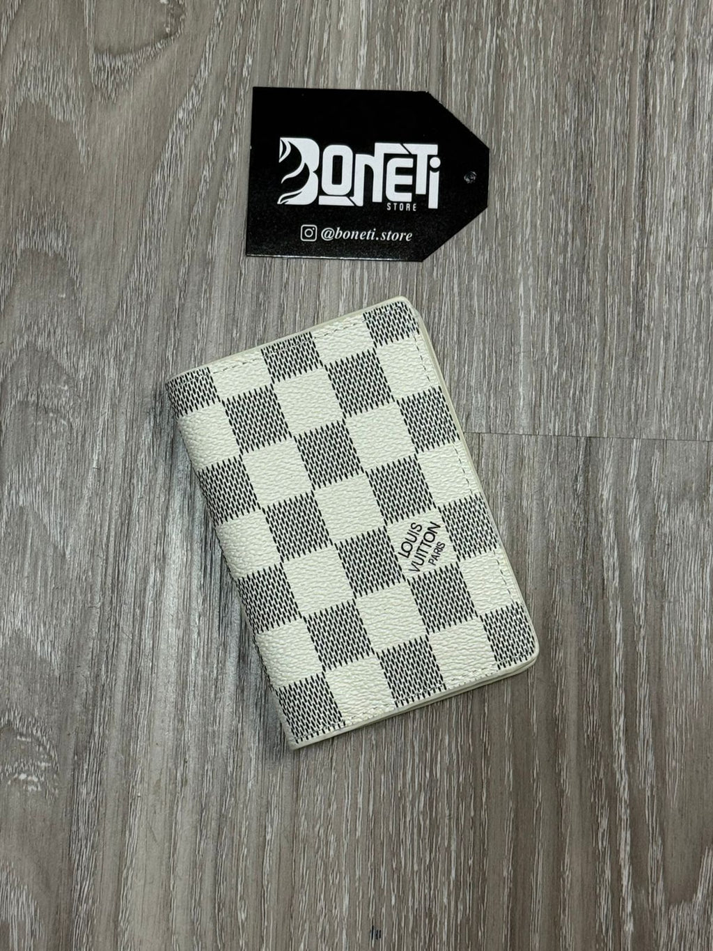 PORTA CARTÃO LV XADREZ - CREME