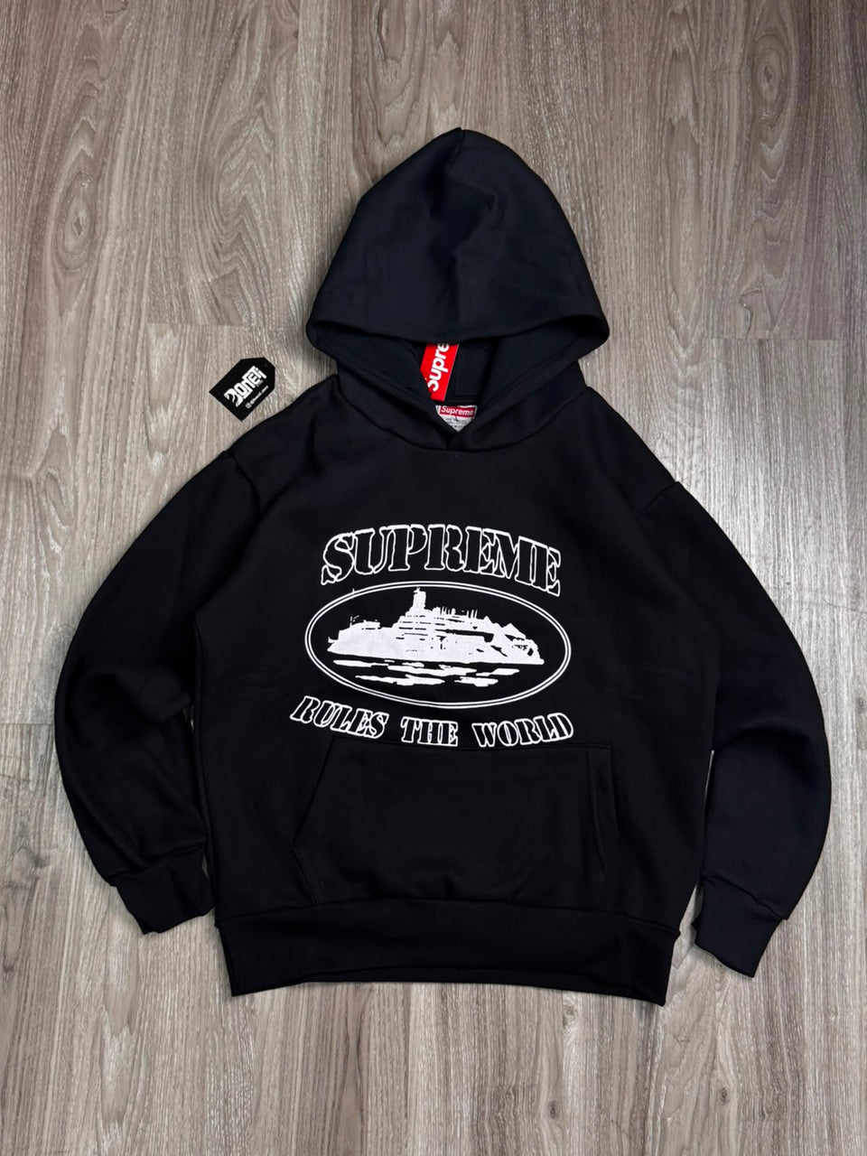 MOLETOM CANGURU SUP X CORTEIZ RULES - PRETO