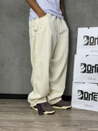 CALÇA EXTRA BAGGY JEANS BEGE MJ